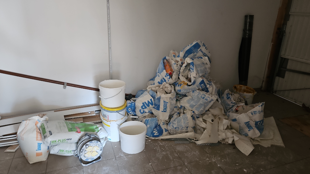 Plaster bags and buckets