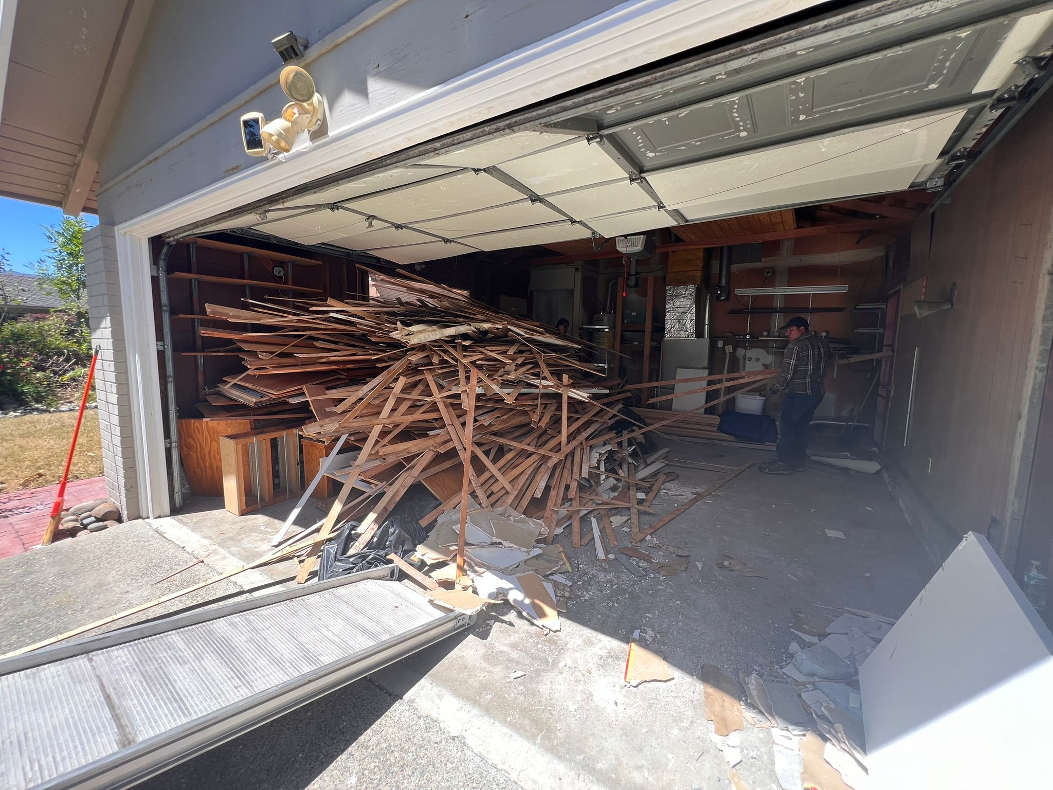 Timber demolition in garage