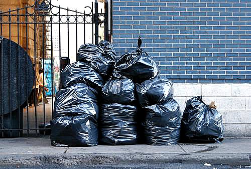 Commercial rubbish bags for collection